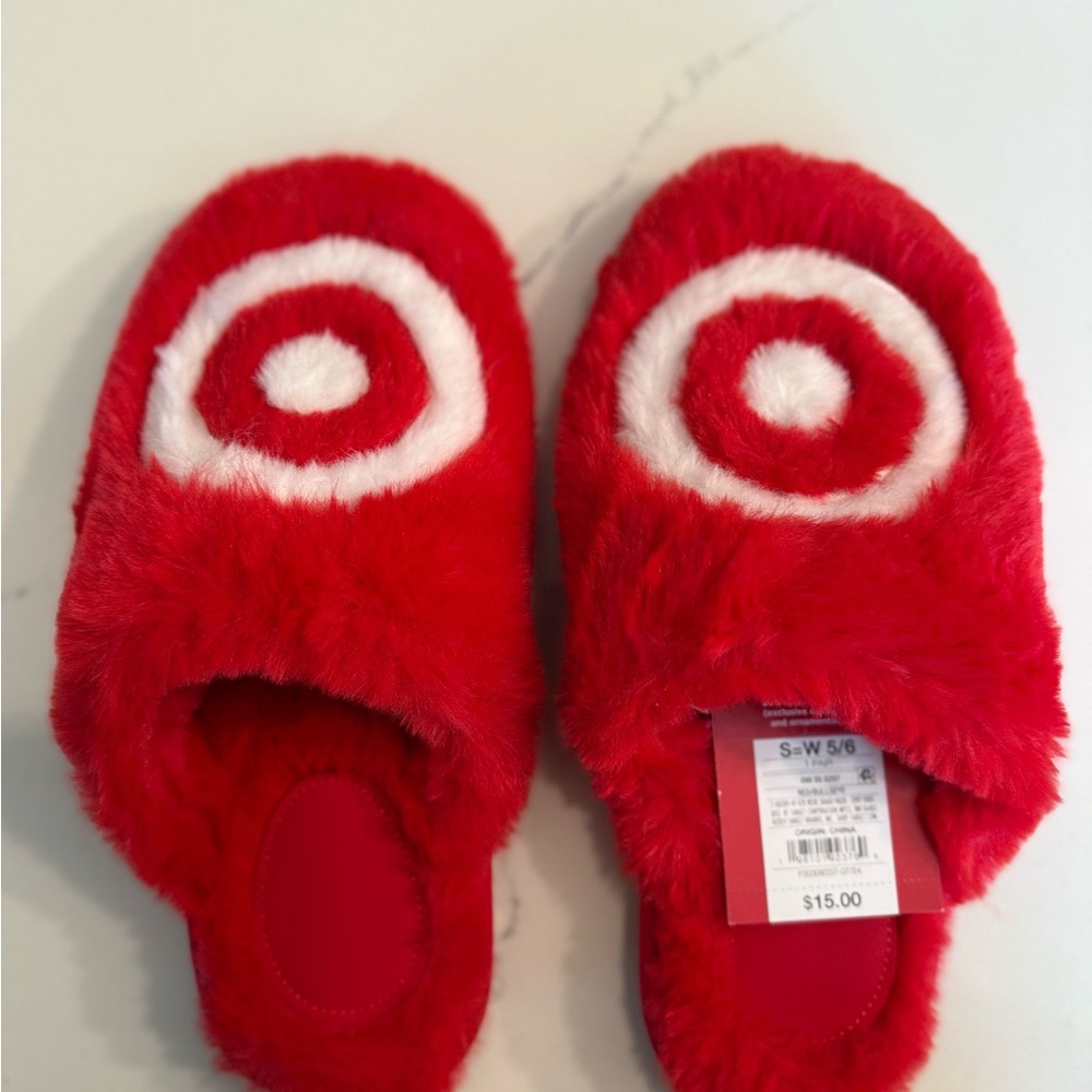 Wondershop Red and White Plush Slippers